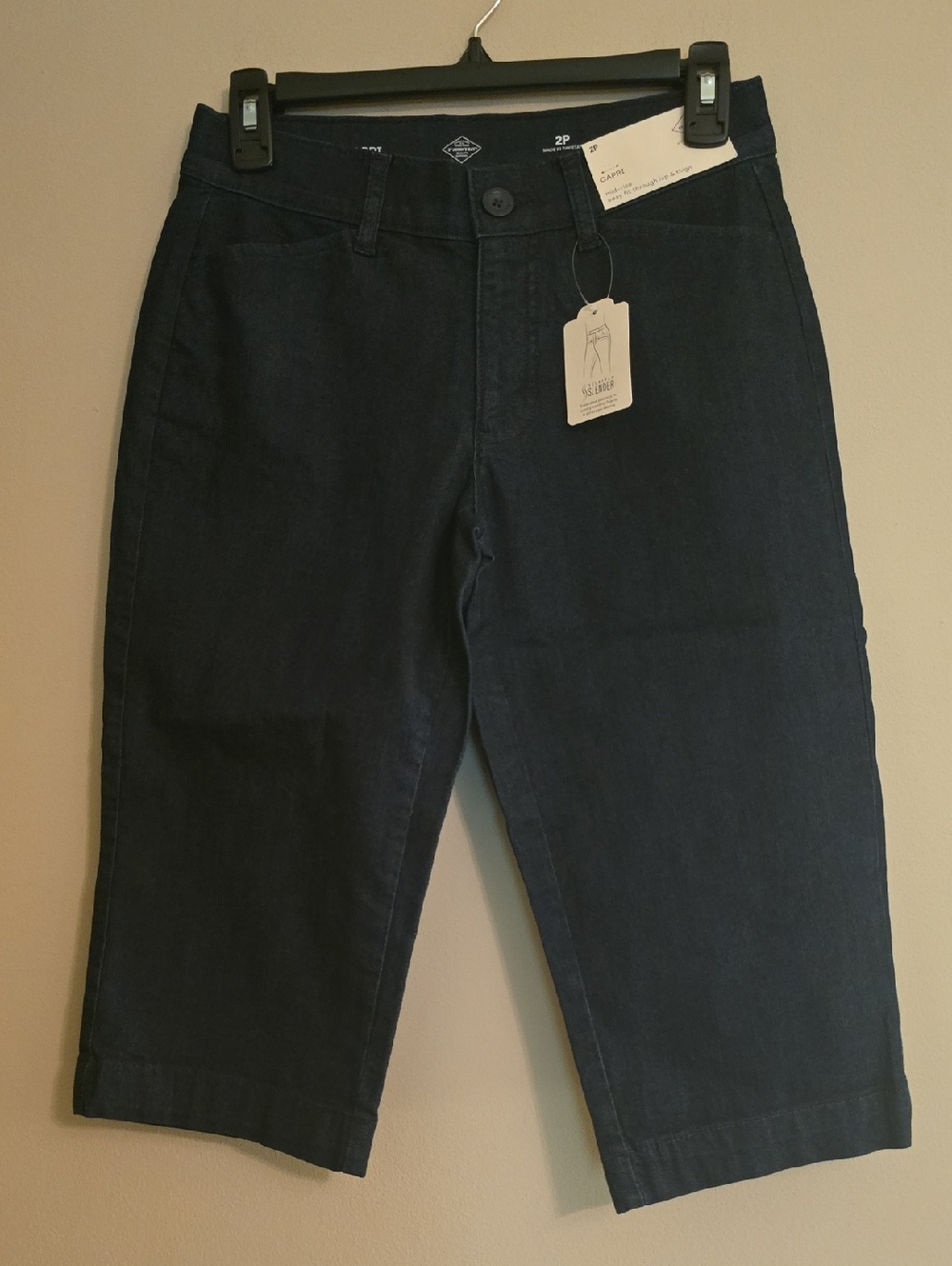 New St John's Bay Women's 2P Mid-Rise Dark Wash Denim Jean‎ Capris